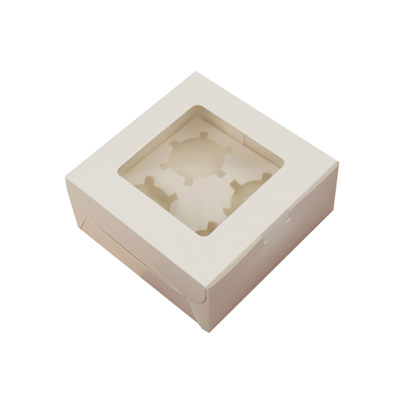 4 Cupcake Box with Removable Insert - White