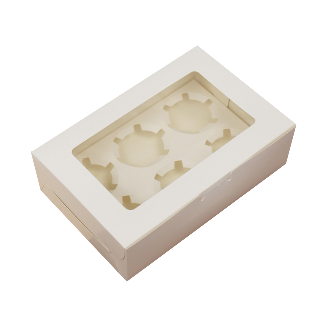 6 Cupcake Box with Removable Insert - White