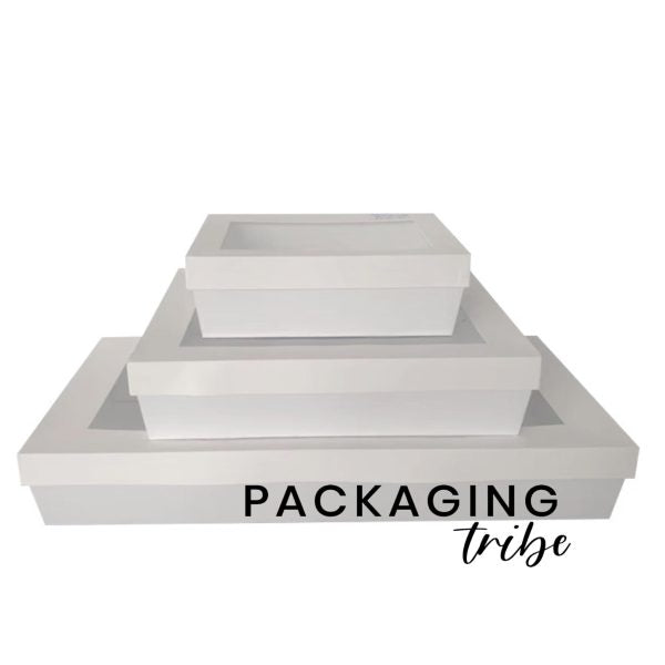 White Grazing Box With Window Lid - 50packs - Medium 360*255*80mm