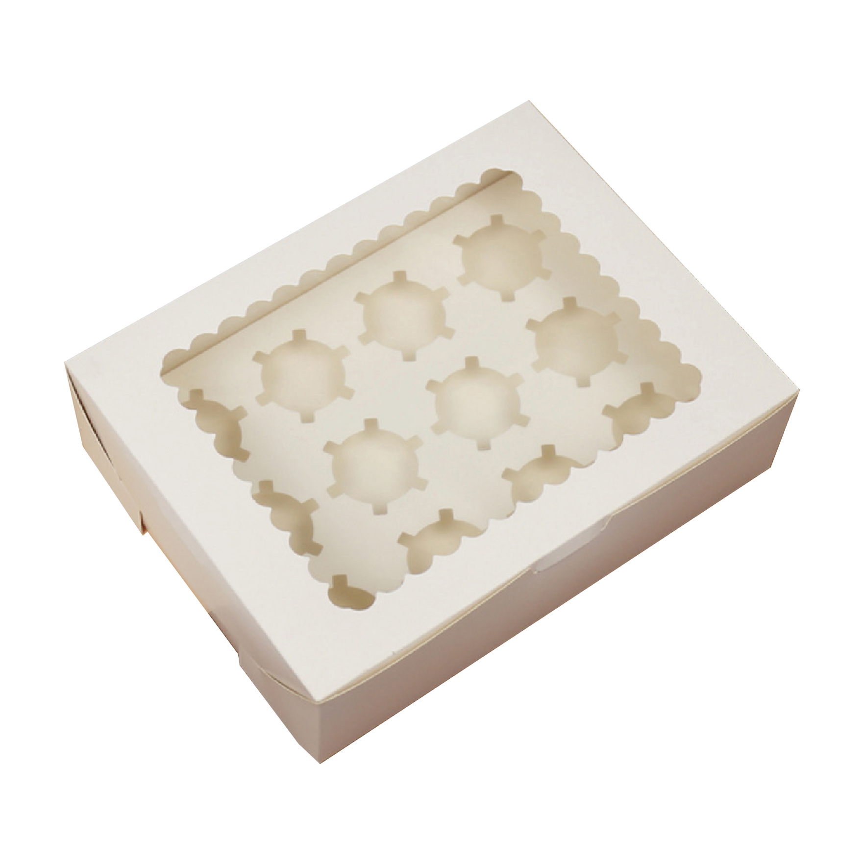 12 Cupcake Box with Removable Insert - White